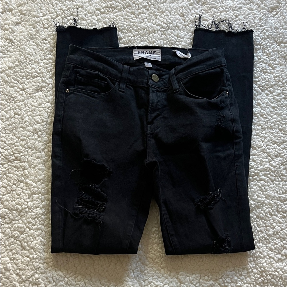 EUC Frame Denim Le Skinny de Jeanne Black Jeans (25R)